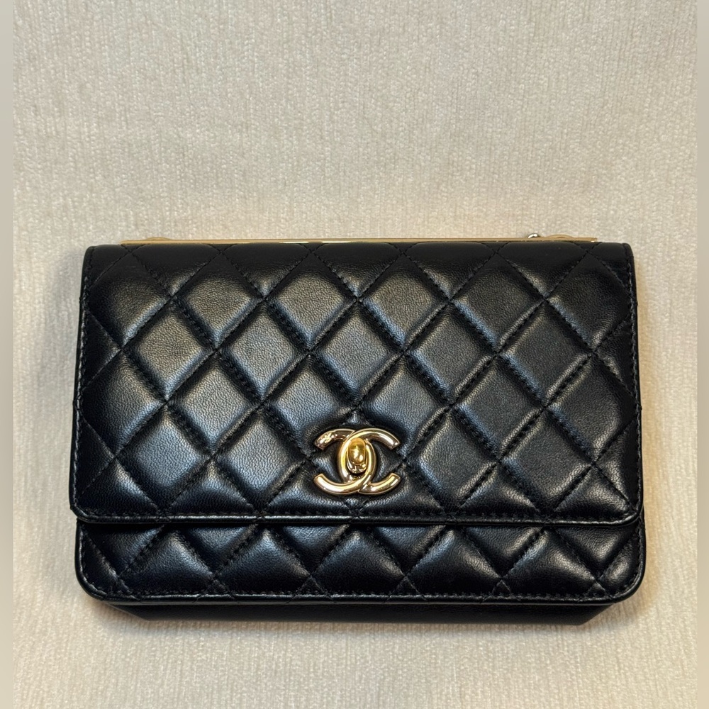 chanel trendy cc lambskin wallet on chain woc black - Picture 2 of 11